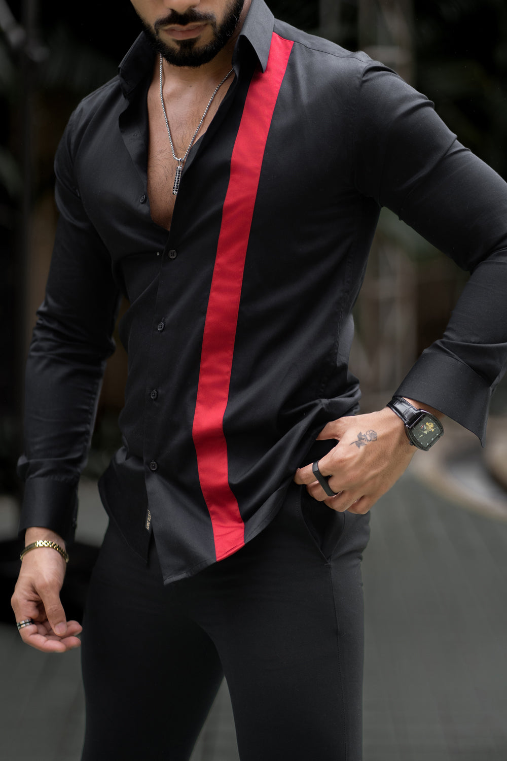 Crimson Edge Black Shirt