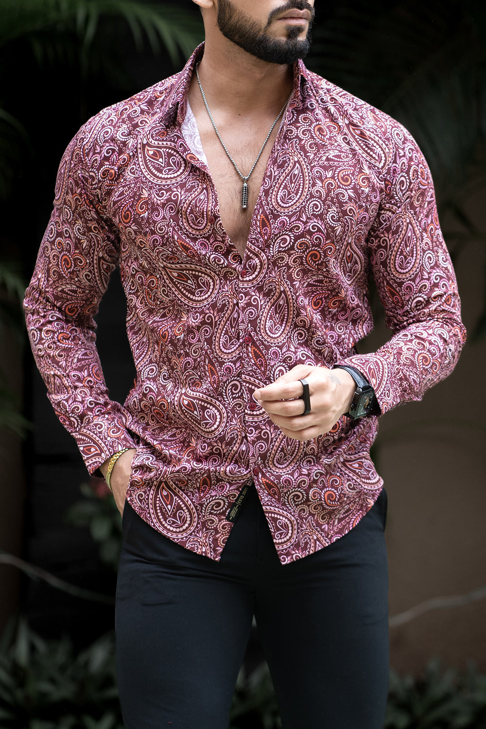 Burgundy Paisley Elegance Shirt