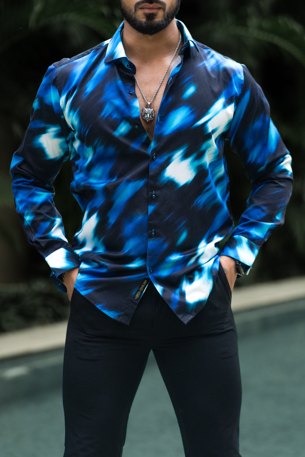 Electric Blue Printed Shirt