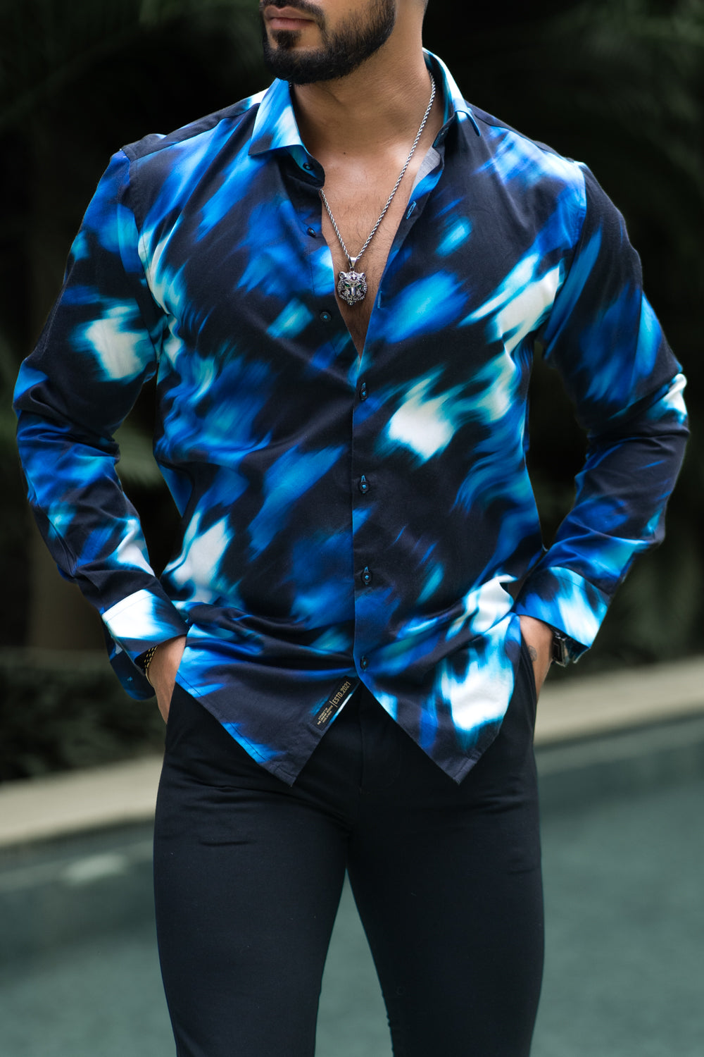 Electric Blue Printed Shirt