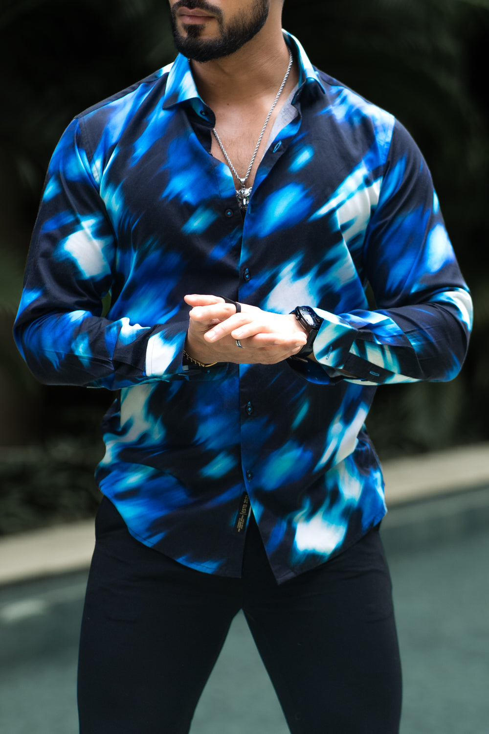 Electric Blue Printed Shirt