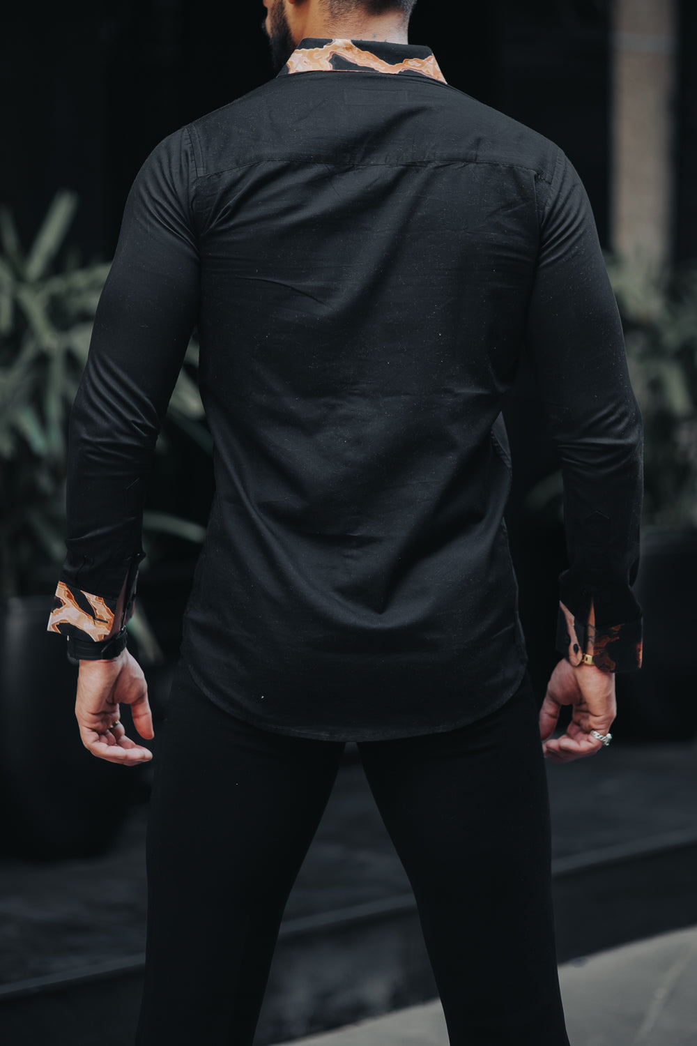 Black Leopard Detailing Shirt (Premium)