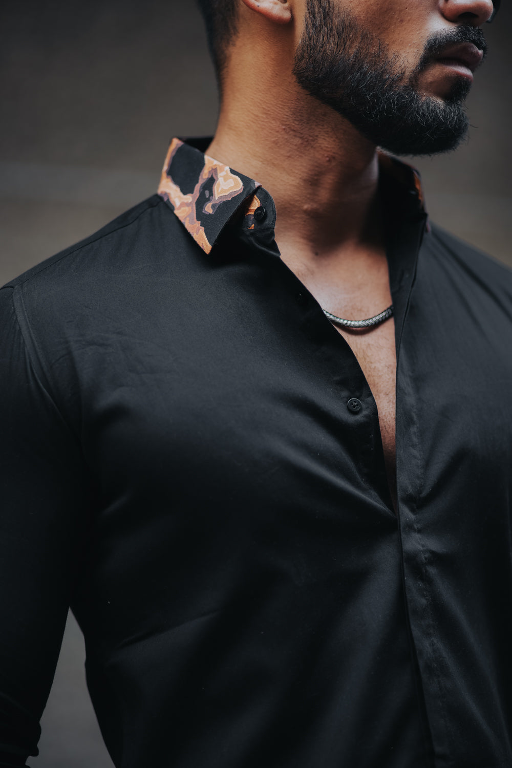 Black Leopard Detailing Shirt (Premium)