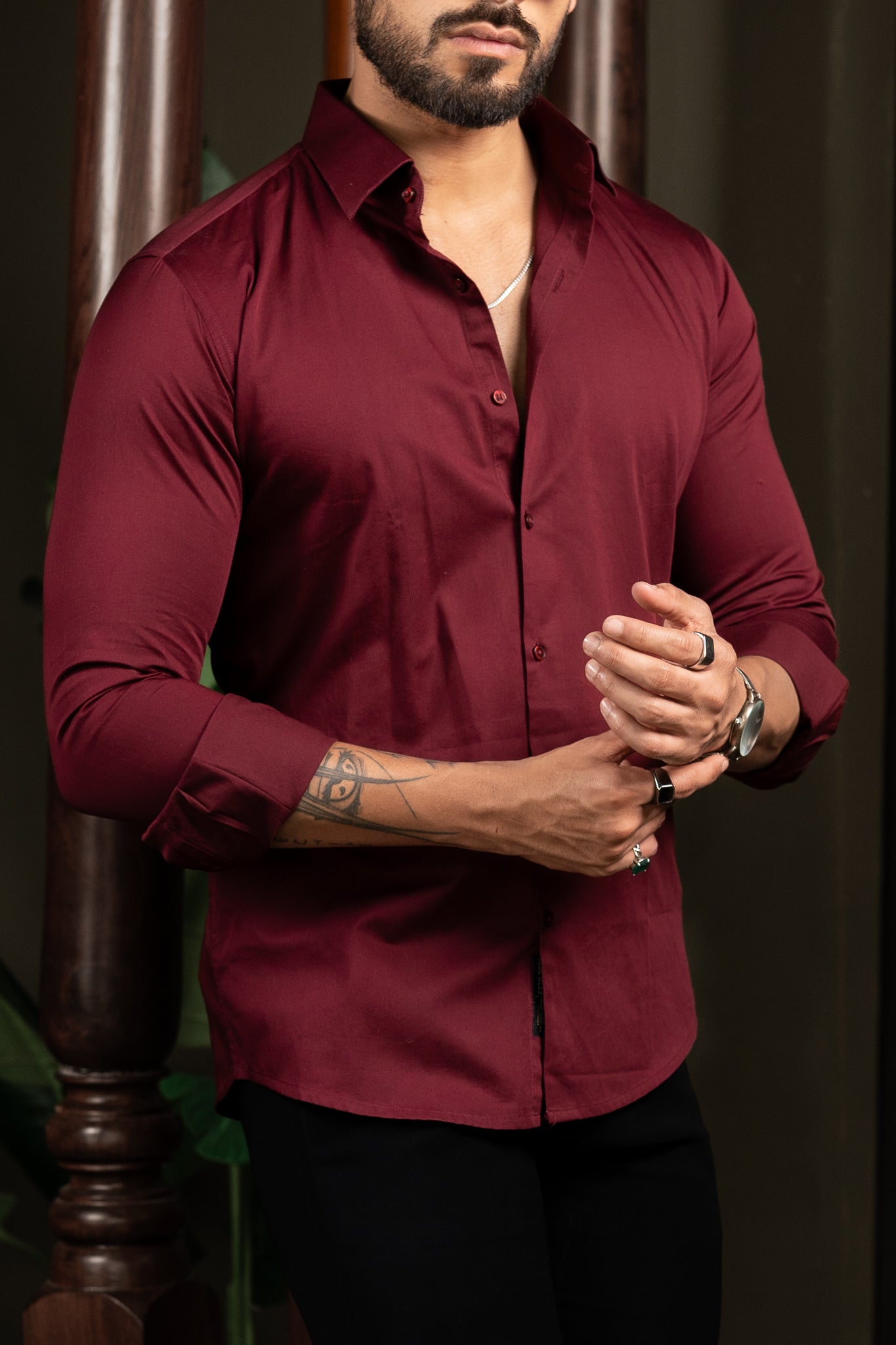 Classic Maroon - Cotton Satin Shirt