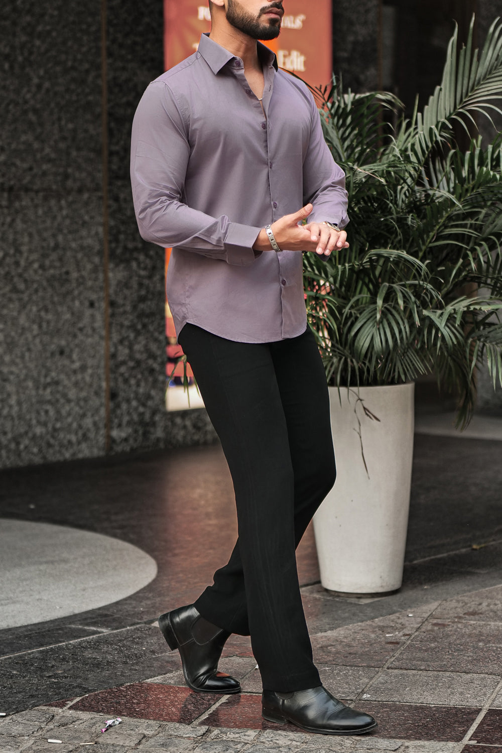 Classic Plum Cotton Satin Shirt