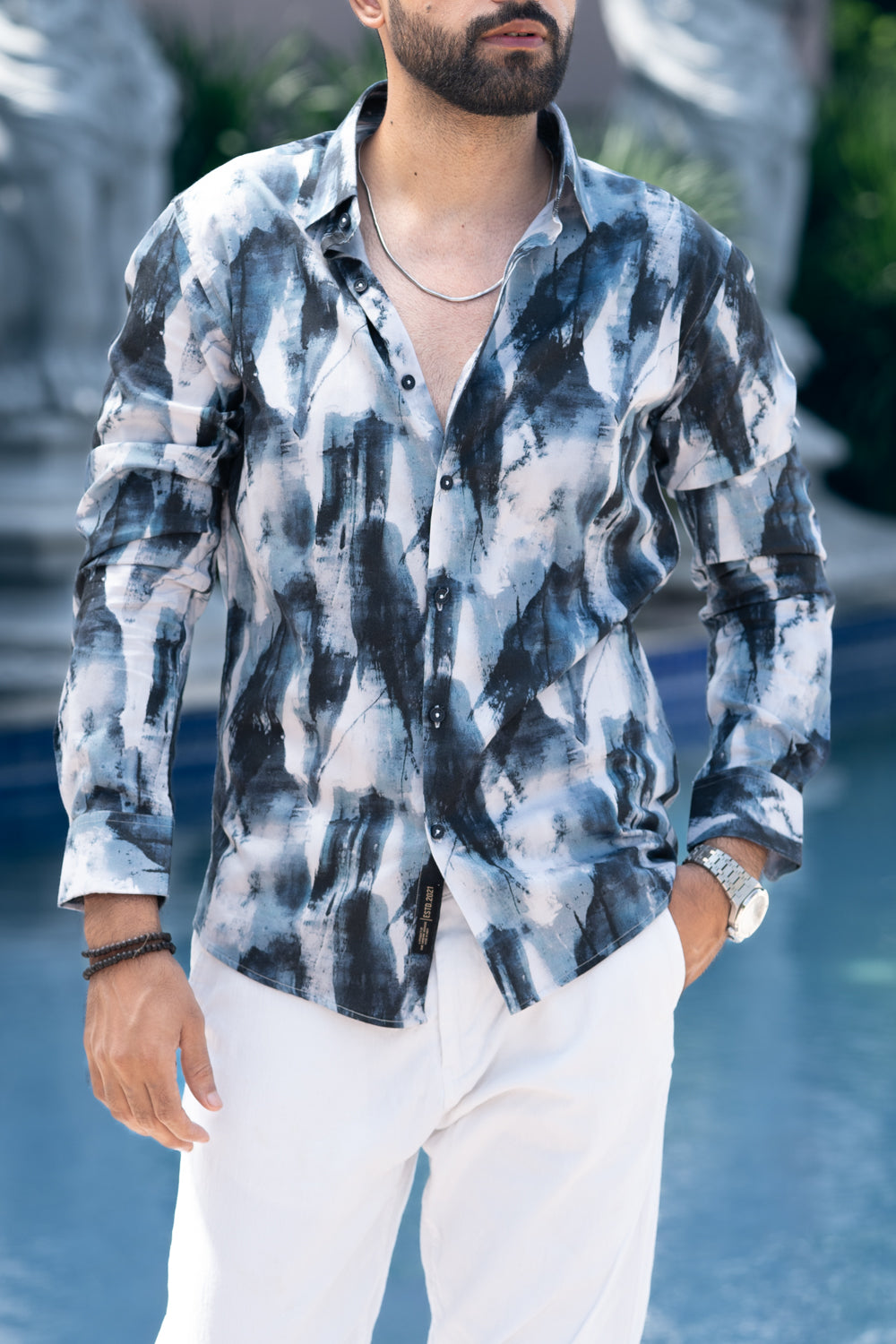 Serene Blue Abstract Shirt