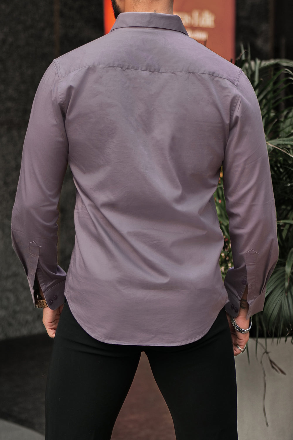 Classic Plum Cotton Satin Shirt