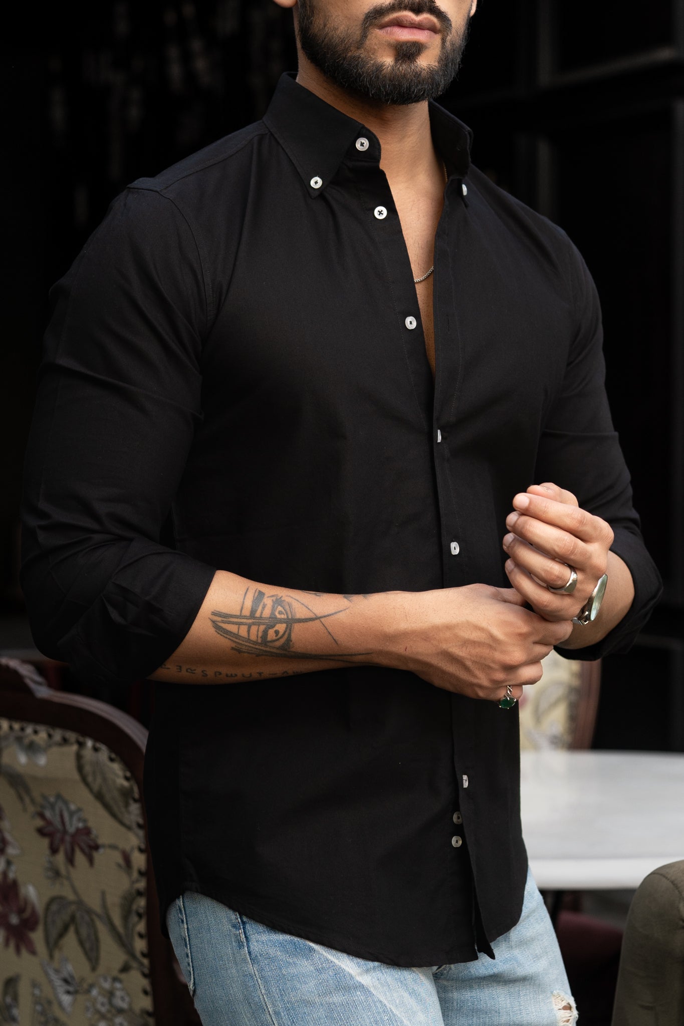 Black Buttondown Oxford Shirt