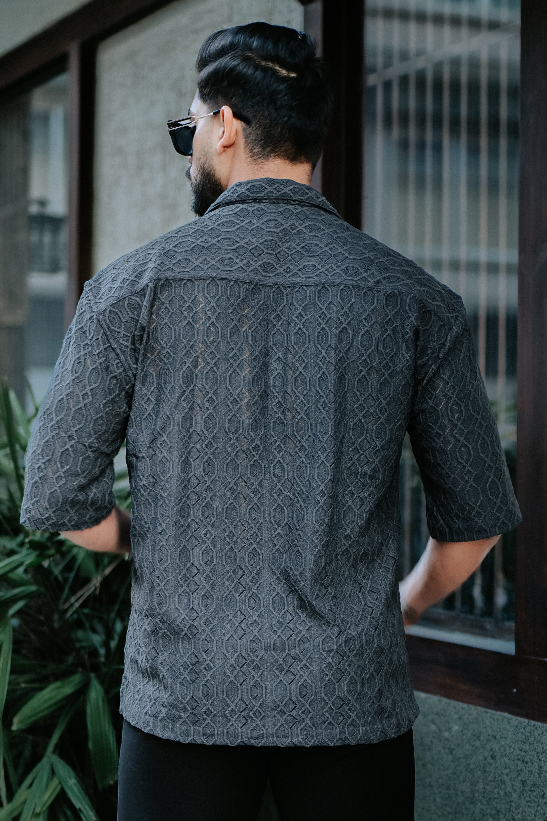 Grey Designer Shirt - Knitted