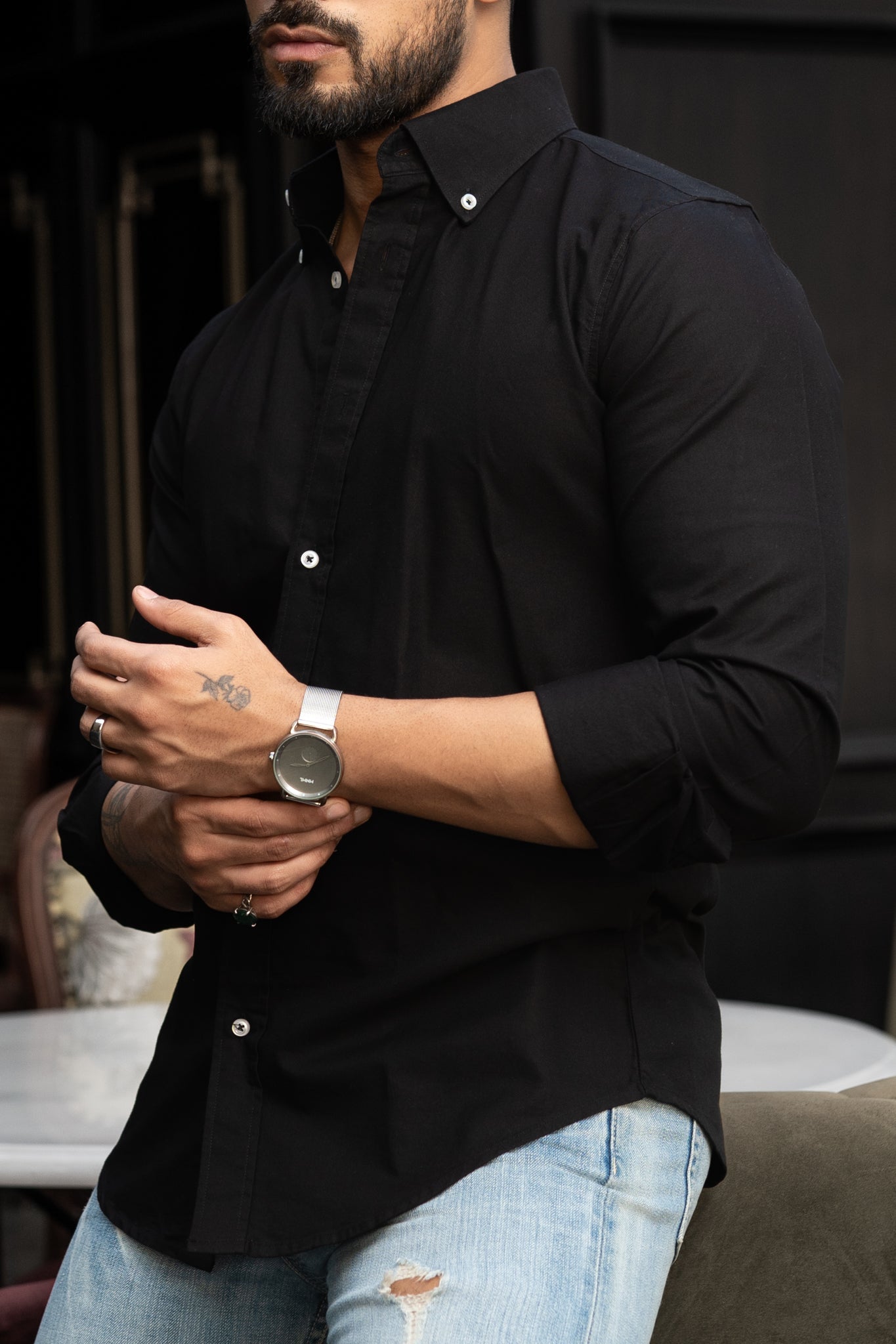 Black Buttondown Oxford Shirt