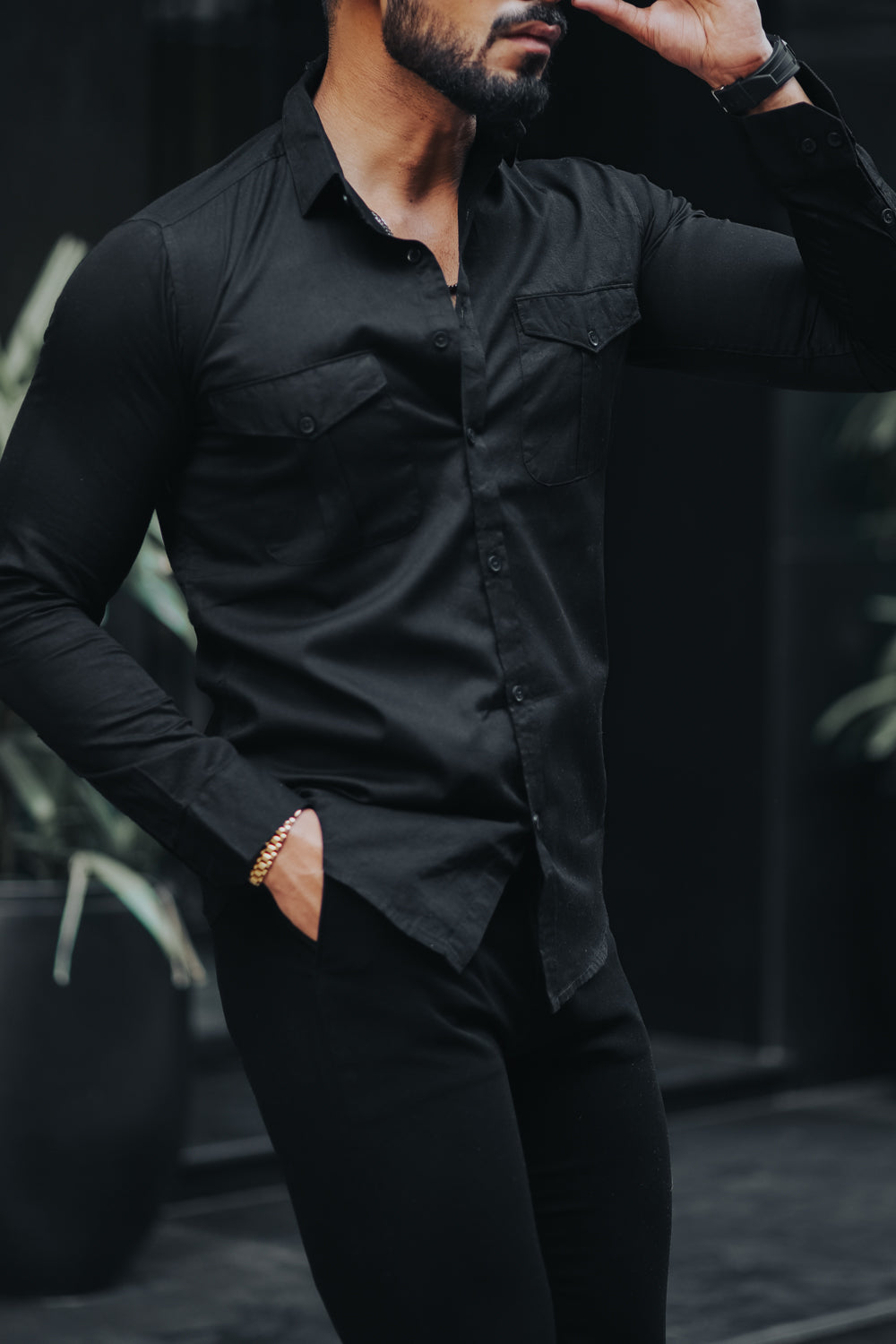 Double Pocket Shirt - Black